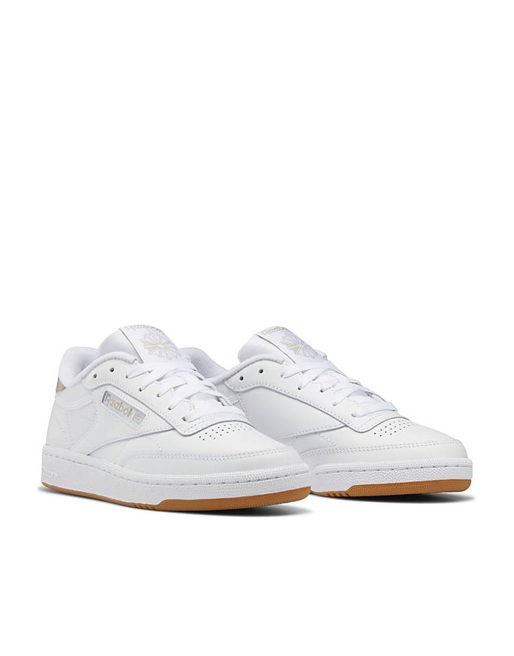 Reebok Club C 85 metallic animal print sneakers in white with rose gold detail